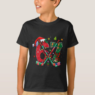 Camiseta Divertido 67 Seis Sete Natal Hóquei no Gelo