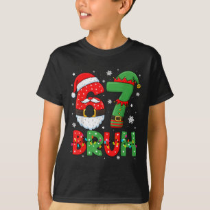 Camiseta Divertido 6 7 Seis Sete Bruh Meme Natal Papai Noel