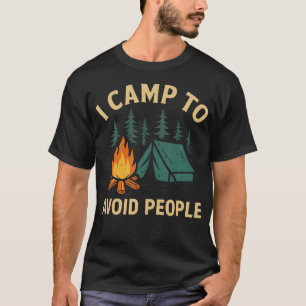 Camiseta Divertido Acampamento Eu Acampo Para Evitar Pessoa