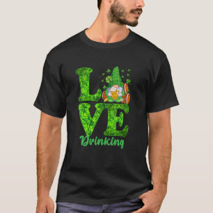 Camiseta Divertido AMOR Bebendo Gnome Cerveja Amante Feliz