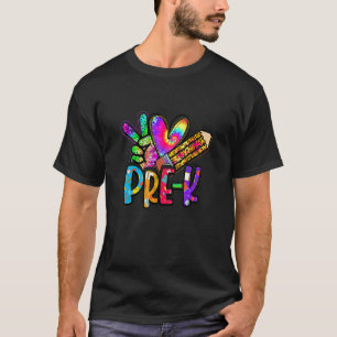 Camiseta Divertido Amor Pela Paz Pré-K Tie Tie Dye De Volta