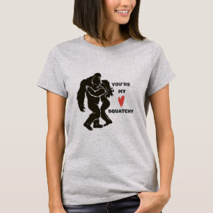 Camiseta Divertido BigFoot “Você é meu Squatchy” Casal Româ