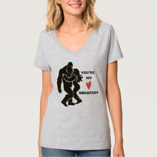 Camiseta Divertido BigFoot “Você é meu Squatchy” Casal Româ