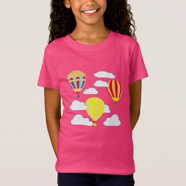 Camiseta Divertido com o balão de ar quente tocando a nuvem (Frente)