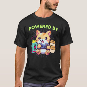 Camiseta Divertido com o Poder do Café de Jogos do Gato Gam