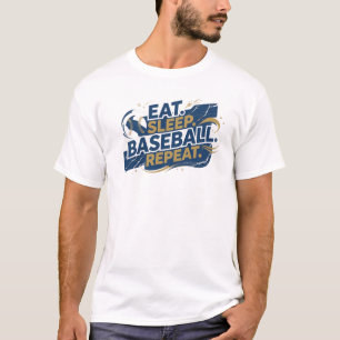 Camiseta Divertido COMER DORMIR BEISBOL Designer Gráfico 2D
