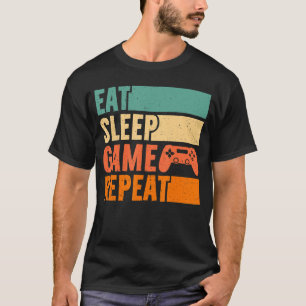 Camiseta Divertido Comer Dormir Jogo Repetir Geeks de Jogos