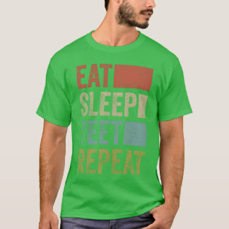 Camiseta Divertido Comer Dormir Yeet Repetir 70s Retro Popu