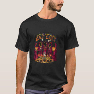 Camiseta Divertido Culto de Gato Local Relacionado ao Apoio