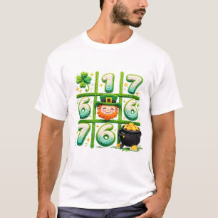 Camiseta Divertido Dia de São Patrício 6 7 Jogo da Velha do