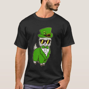 Camiseta Divertido Dia de São Patrício Llama Folha de Trevo