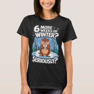 Camiseta Divertido Dia do Groundhog Inverno Mais 6 Semanas