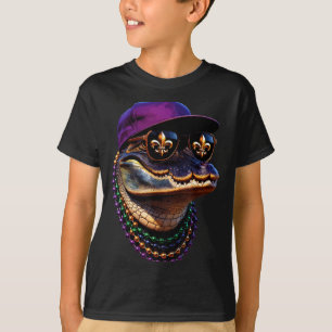 Camiseta Divertido Divertido Mardi Gras Jacaré Louisiana