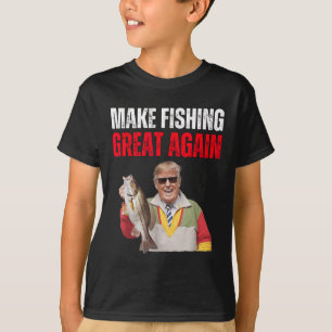 Camiseta Divertido Donald Trump Faça a Pesca Grande Novamen