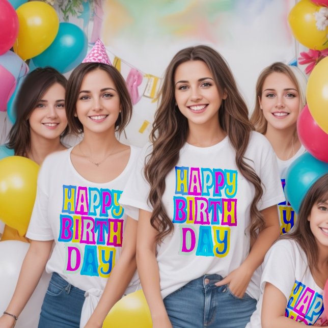 Camiseta Divertido e feliz aniversário (T-shirts perfect for friends who want to show off their birthday spirit and have a blast together.)