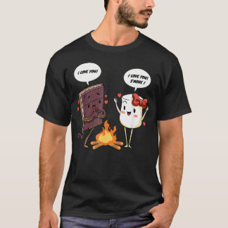 Camiseta Divertido Eu Amo S'Mores Marshmallow Acampamento d