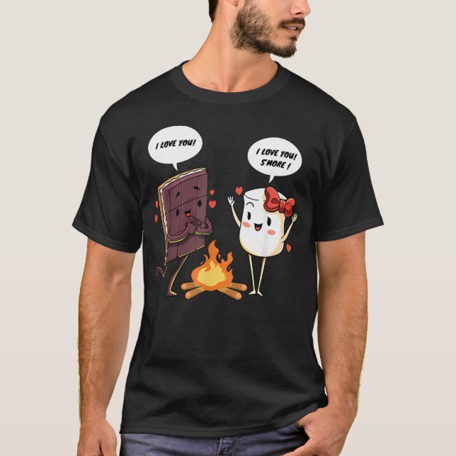 Camiseta Divertido Eu Amo S'Mores Marshmallow Acampamento d (Frente)