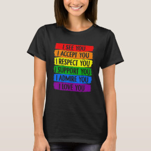 Camiseta Divertido Eu Vejo Aceitar Respeito Suporte Admire