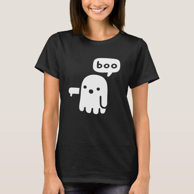 Camiseta Divertido Fantasma De Desaprovação Boo Halloween (Frente)