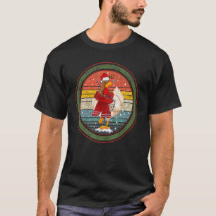 Camiseta Divertido Feliz Cluckmas Galinha Natal Retro Vinta