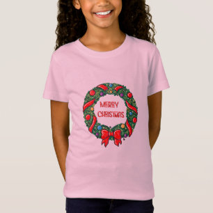Camiseta Divertido Feliz Natal Reef Vermelho Arco Moderno