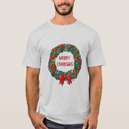 Camiseta Divertido Feliz Natal Reef Vermelho Arco Moderno