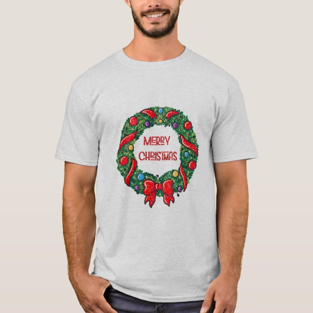Camiseta Divertido Feliz Natal Reef Vermelho Arco Moderno (Frente)