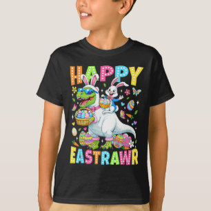 Camiseta Divertido Feliz Páscoa Meninos Crianças T-rex Pásc