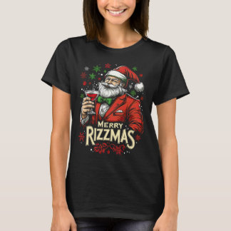 Camiseta Divertido Feliz Rizzmas Papai Noel Natal