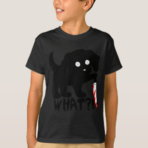 Camiseta Divertido Fofo Kawaii Y Halloween Cachorro Preto E