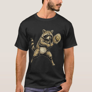 Camiseta Divertido Guaxinim Fofo Jogando Pickleball Vintage