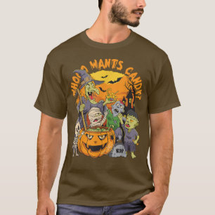 Camiseta Divertido Halloween Quem Quer Doce Bruxa Fantasma