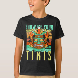 Camiseta Divertido Havaiano Mostre Meus Tikis Havaí Verão V