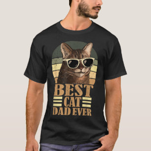 Camiseta Divertido Homem Antigo Vintage Melhor Pai de Gato