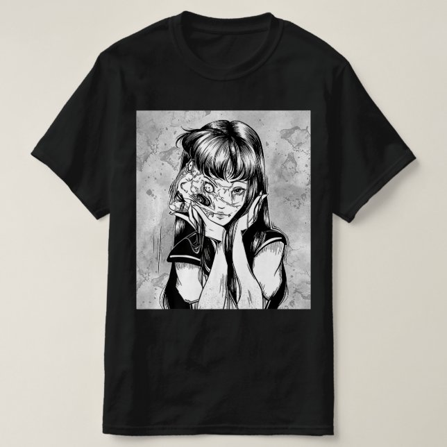 Camiseta Divertido Horror de Manga Anime Manga Olhos de Hal (Frente do Design)