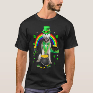Camiseta Divertido Husky Siberiano Leprechaun Trevo St Pa