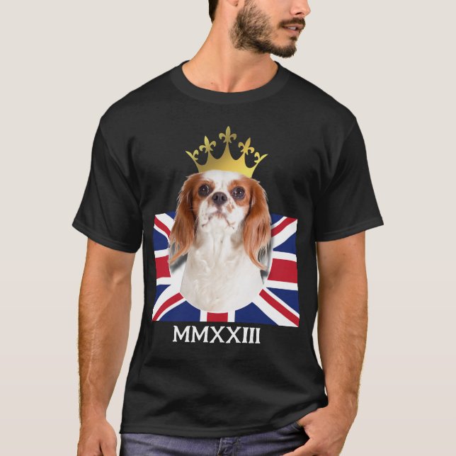 Camiseta DIVERTIDO KING CHARLES Spaniel Union Jack (Frente)