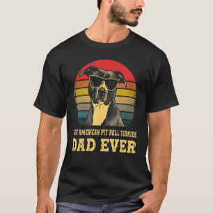 Camiseta Divertido Melhor Pai Americano Pit Bull de Todos o