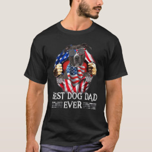 Camiseta Divertido Melhor Pai de Cachorro Americano Pit Bul
