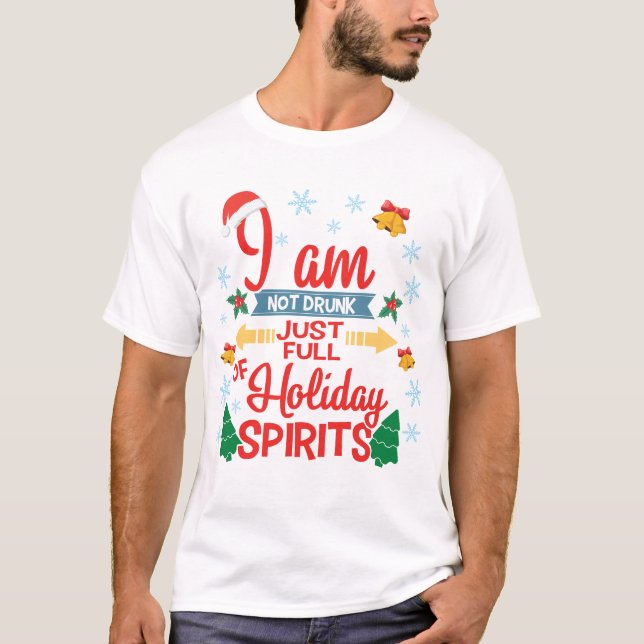 Camiseta Divertido não bebado cheio de Natal (Frente)