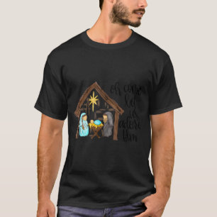 Camiseta Divertido Natal Cristão Jesus Oh Venha Vamos Adora