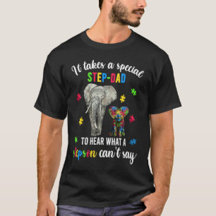 Camiseta Divertido Padrasto Elefante Conscientização do Aut