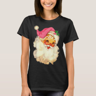 Camiseta Divertido Papai Noel Rosa Vintage Design de Natal
