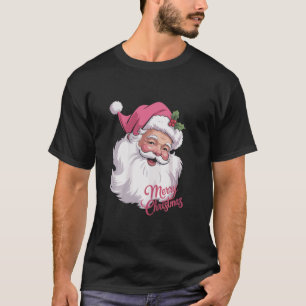Camiseta Divertido Papai Noel Rosa Vintage Natal Alegre Ros