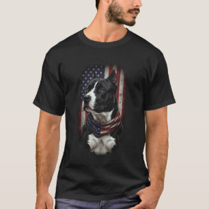 Camiseta Divertido Patriótico Pit Bull Bandeira Americana A