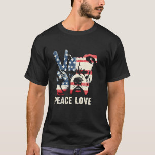 Camiseta Divertido Paz Amor E Cão Pit Bull Americano - Vint