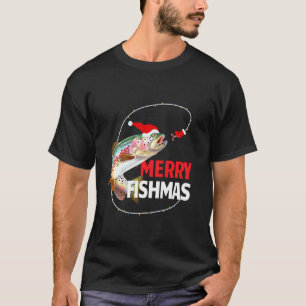 Camiseta Divertido Peixe Feliz Natal Truta Pescaria Pescado