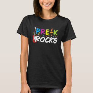 Camiseta Divertido Pré-K Toca Música de Guitarra Alunos da