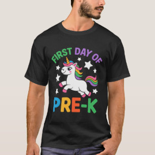 Camiseta Divertido Primeiro Dia Do Pré-K Unicórnio Volta às