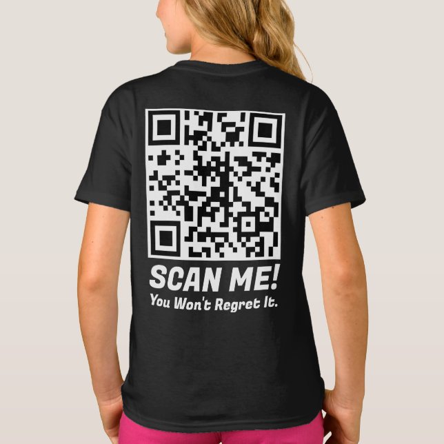 Camiseta Divertido QR Escaneie-me! Piada Divertida de Arrep (Verso)